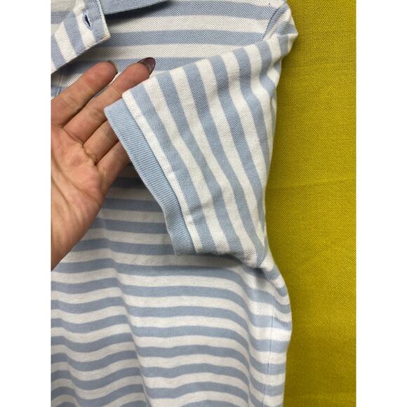 VINTAGE x 90s Y2k Men's Preppy Polo Ralph Lauren Blue White Stripe Shirt Medium - Picture 5 of 6